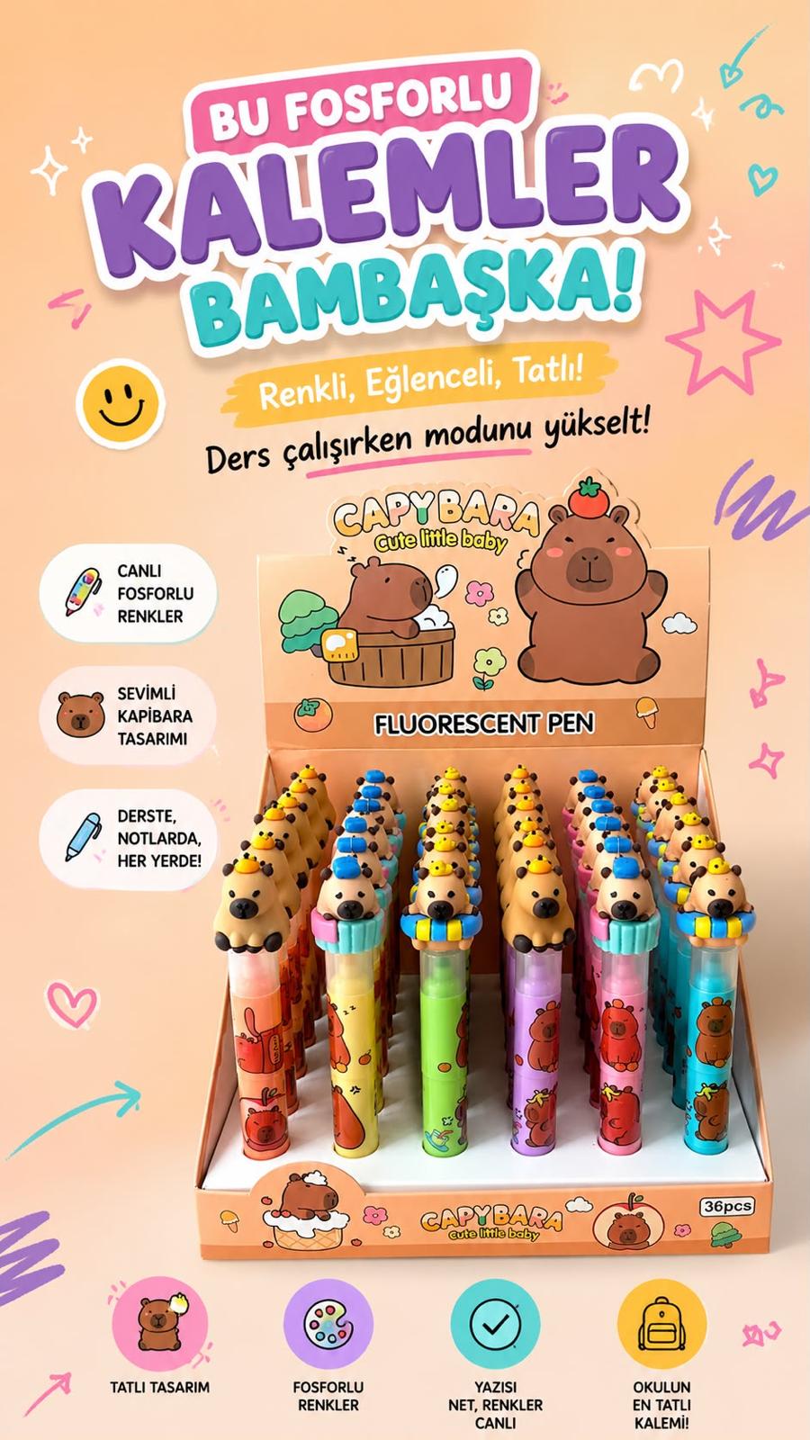 Capybara Fosforlu Kalem